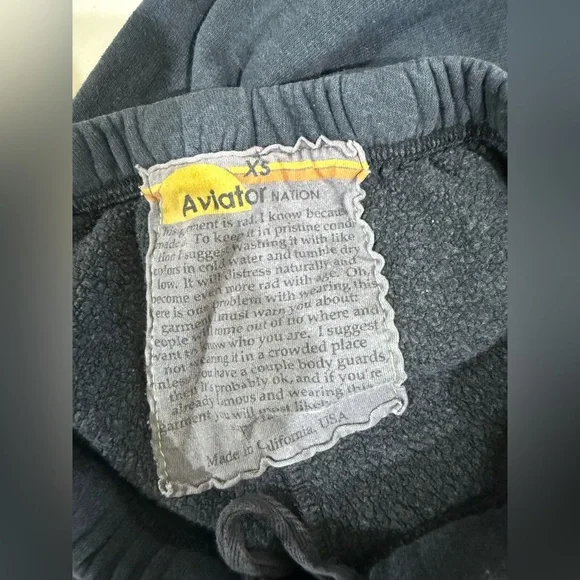 Aviator Nation Navy Track Pants with Yellow & Orange Side Stripe - Picture 4 of 8